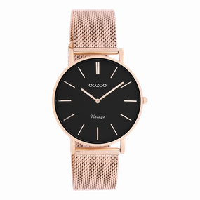 Rose gold coloured OOZOO watch with metal mesh bracelet - C9926,seiko watches,mens watches,couple watches,watches designer,watches discount,best watches for men
