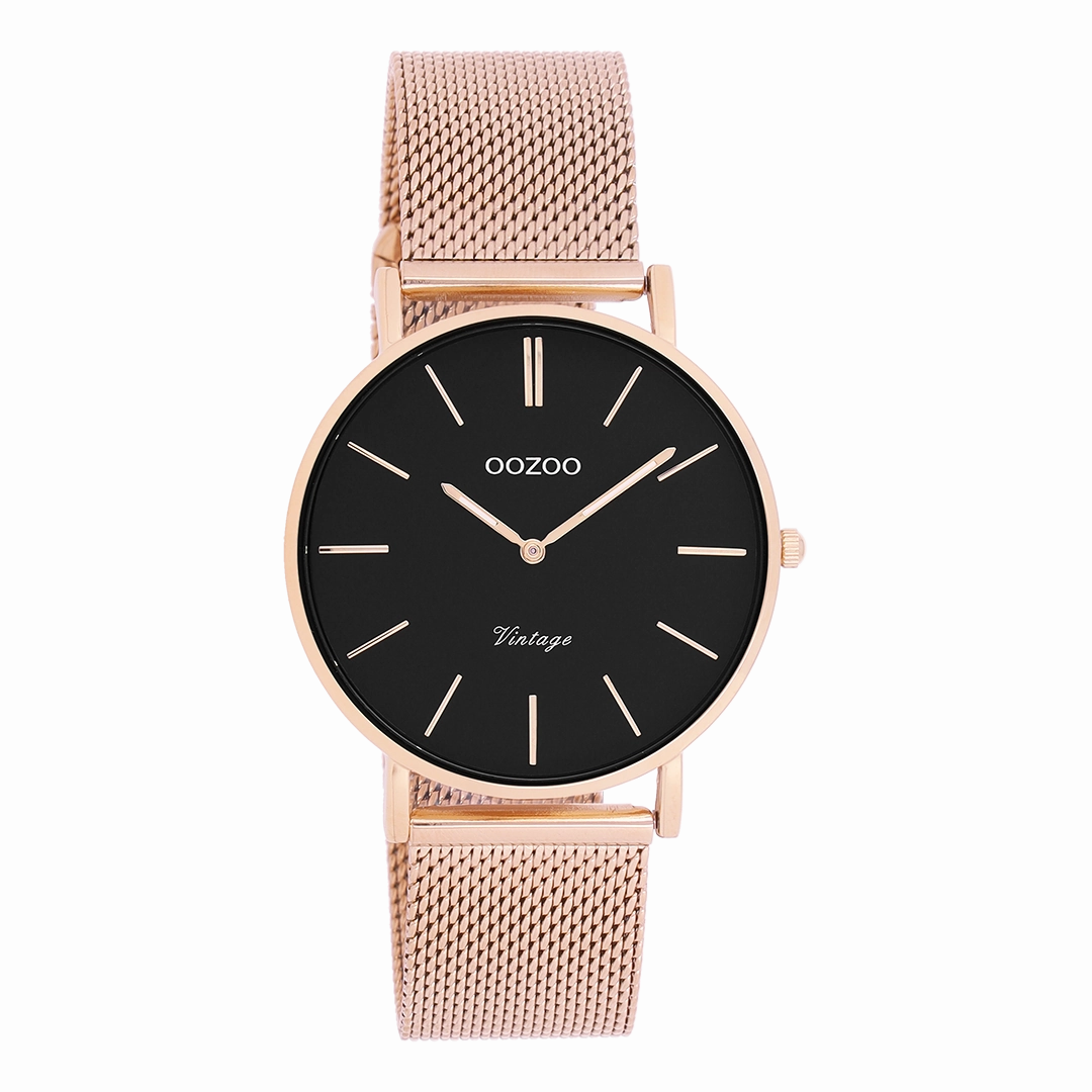 Rose gold coloured OOZOO watch with metal mesh bracelet - C9926,seiko watches,mens watches,couple watches,watches designer,watches discount,best watches for men