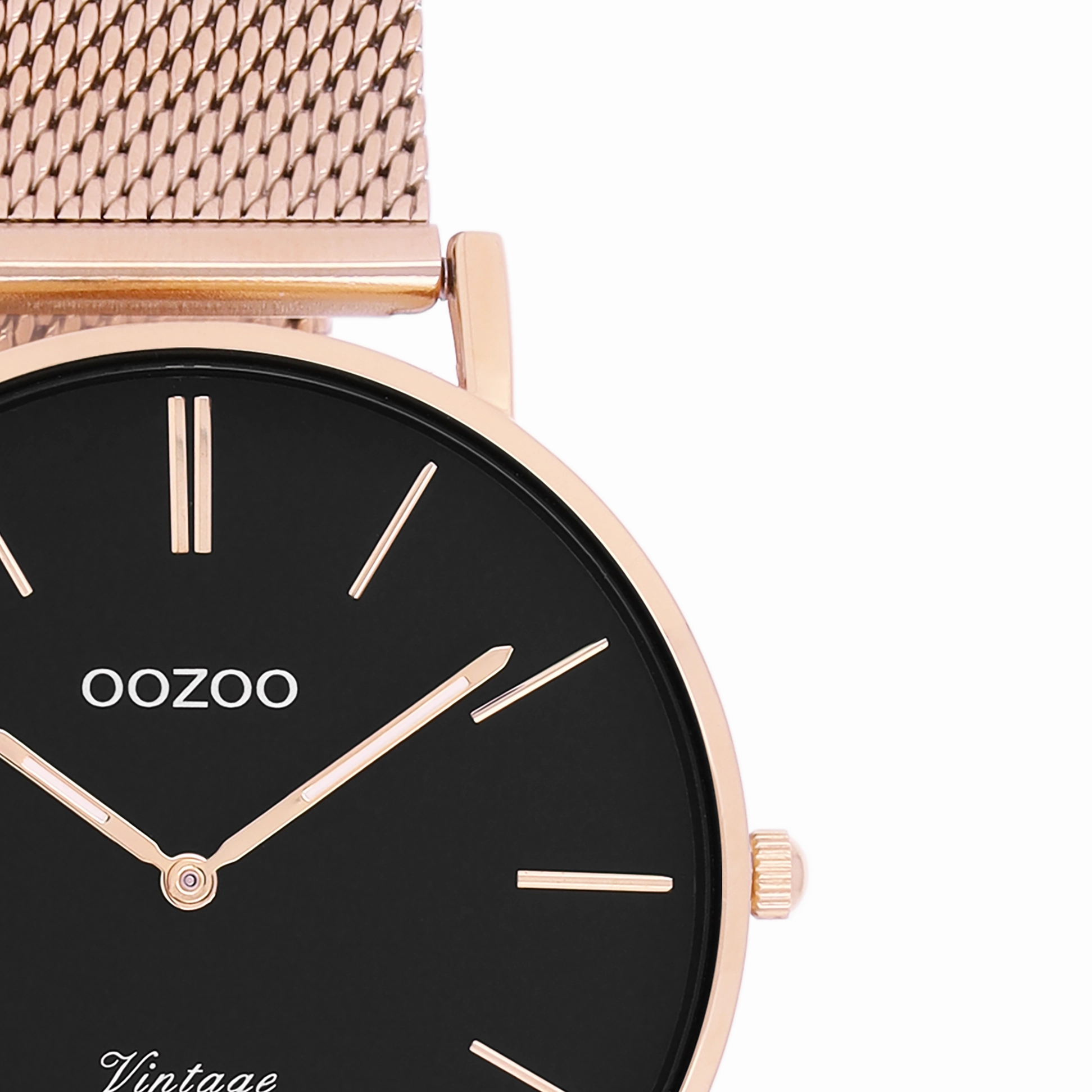Rose gold coloured OOZOO watch with metal mesh bracelet - C9926