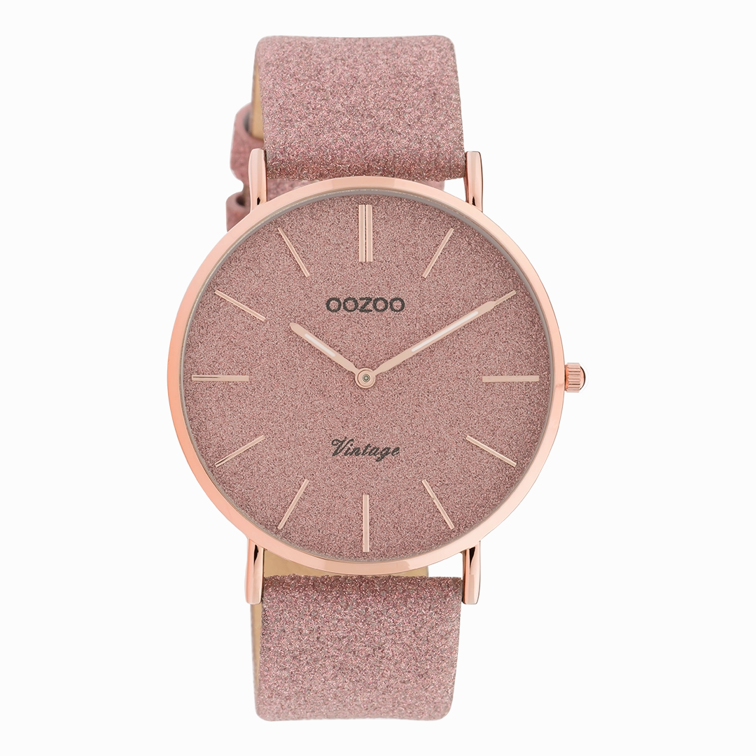 Rose gold coloured OOZOO watch with old pink leather strap - C20161,seiko watches,couple watches,watches designer,watches discount,women watches,best women watches,high end women's watches,high quality women's watches