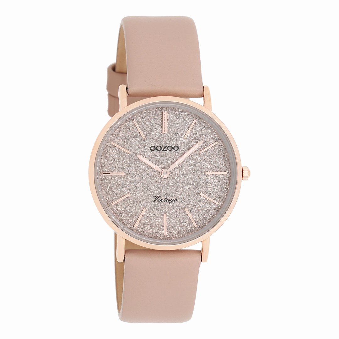 Rose gold coloured OOZOO watch with soft pink leather strap - C20206,seiko watches,couple watches,watches designer,watches discount,women watches,best women watches,high end women's watches,high quality women's watches