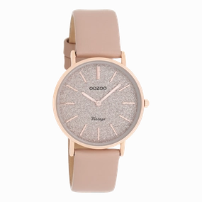 Rose gold coloured OOZOO watch with soft pink leather strap - C20206,seiko watches,couple watches,watches designer,watches discount,women watches,best women watches,high end women's watches,high quality women's watches