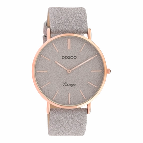 Rose gold coloured OOZOO watch with taupe leather strap - C20162,seiko watches,mens watches,couple watches,watches designer,watches discount,best watches for men