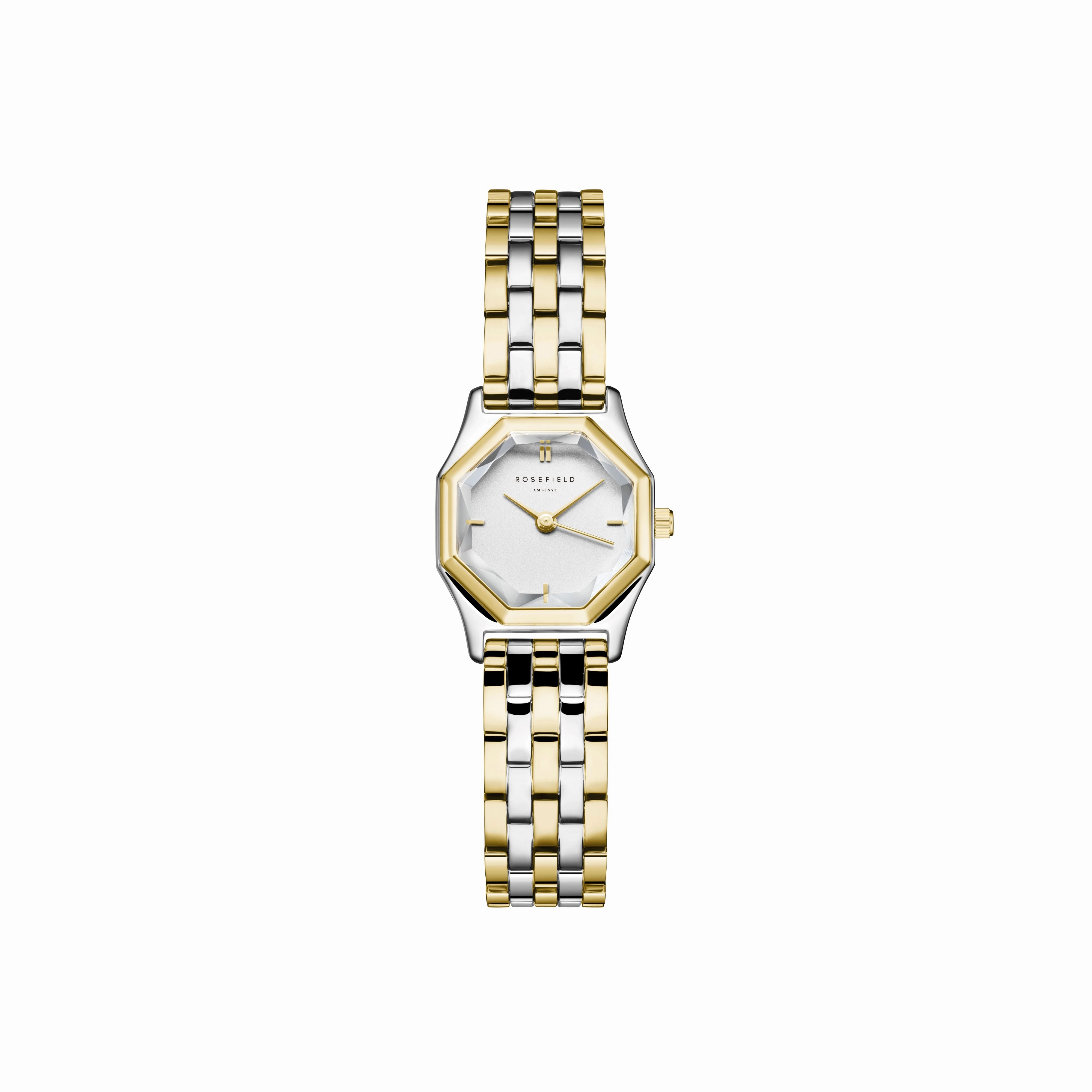 Rosefield Gemme White Steel Duotone Silver Gold Watch GWSSS-G03,quartz watch, quartz watches for men, quartz watches for women, best quartz watch, minimalist quartz watch, luxury quartz watch, waterproof quartz watch,analog quartz watch, digital quartz wat