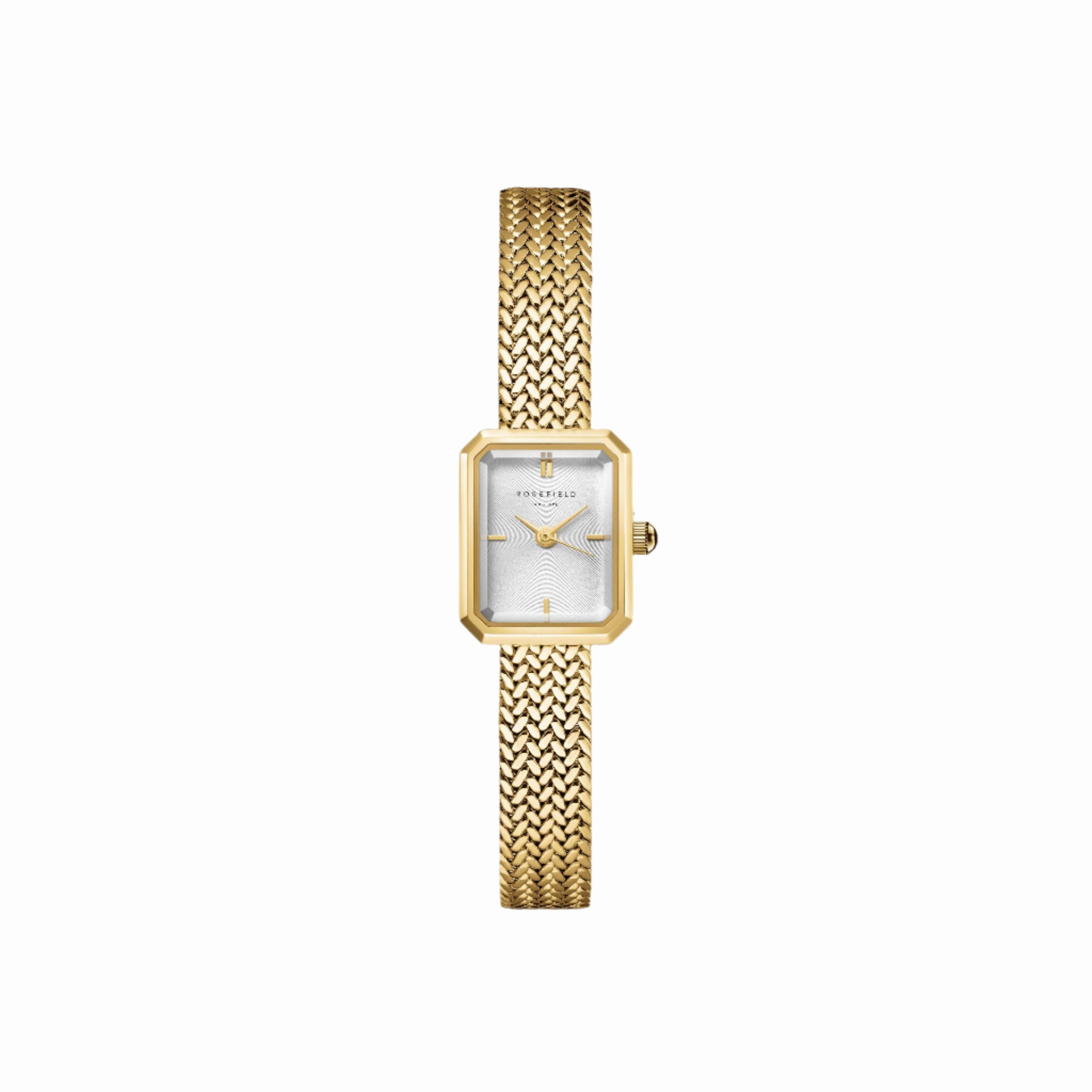 Rosefield Mini Octagon White Sunray Dial Stainless Steel Watch MWGMG-M01 