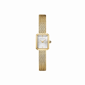 Rosefield Mini Octagon White Sunray Dial Stainless Steel Watch MWGMG-M01 