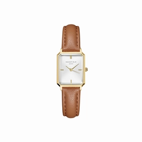 Rosefield Octagon XS White Gold  Light Brown Leather Watch OWBLG-O85,quartz watch, quartz watches for men, quartz watches for women, best quartz watch, minimalist quartz watch, luxury quartz watch, waterproof quartz watch,analog quartz watch, digital quart