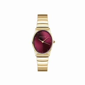 Rosefield Oval Burgundy Sunray  Gold Matte & Shine Finish Watch OVGSG-OV15,quartz watch, quartz watches for men, quartz watches for women, best quartz watch, minimalist quartz watch, luxury quartz watch, waterproof quartz watch,analog quartz watch, dig