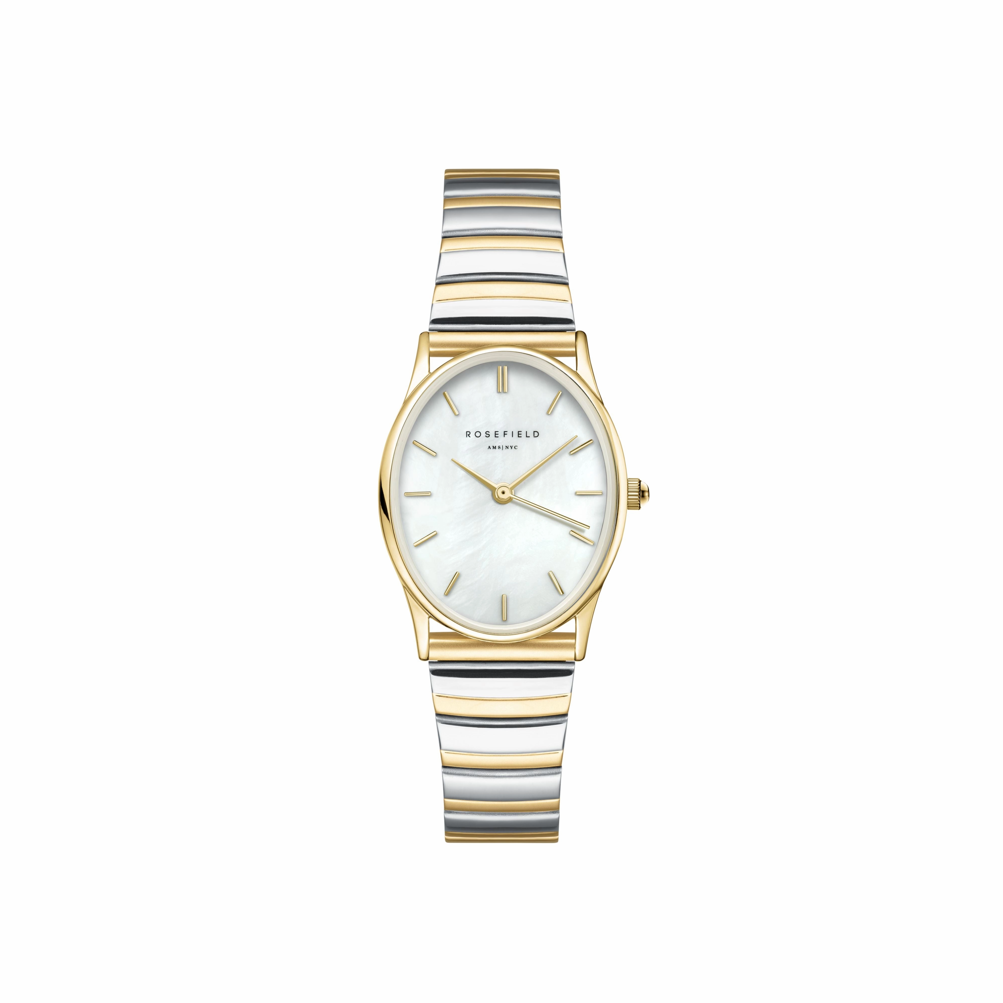 Rosefield Oval White MOP Duotone Shine Finish Watch OVWDSG-OV17 