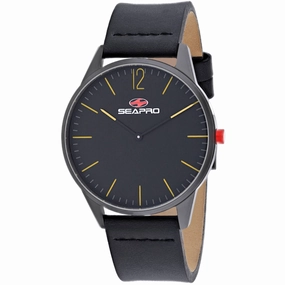 Seapro Men's Watch - Black Hole Gunmetal Case Black Dial Leather Strap | SP0102 Luxury Quartz Watch Quartz Watch Sale