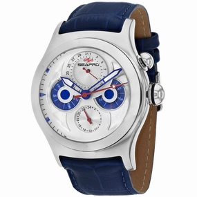 Seapro Men's Watch - Chronoscope Silver Tone Case White Dial Leather Strap | SP0130 
