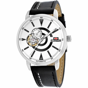 Seapro Men's Watch - Elliptic Automatic White Dial Black Leather Strap | SP0141 