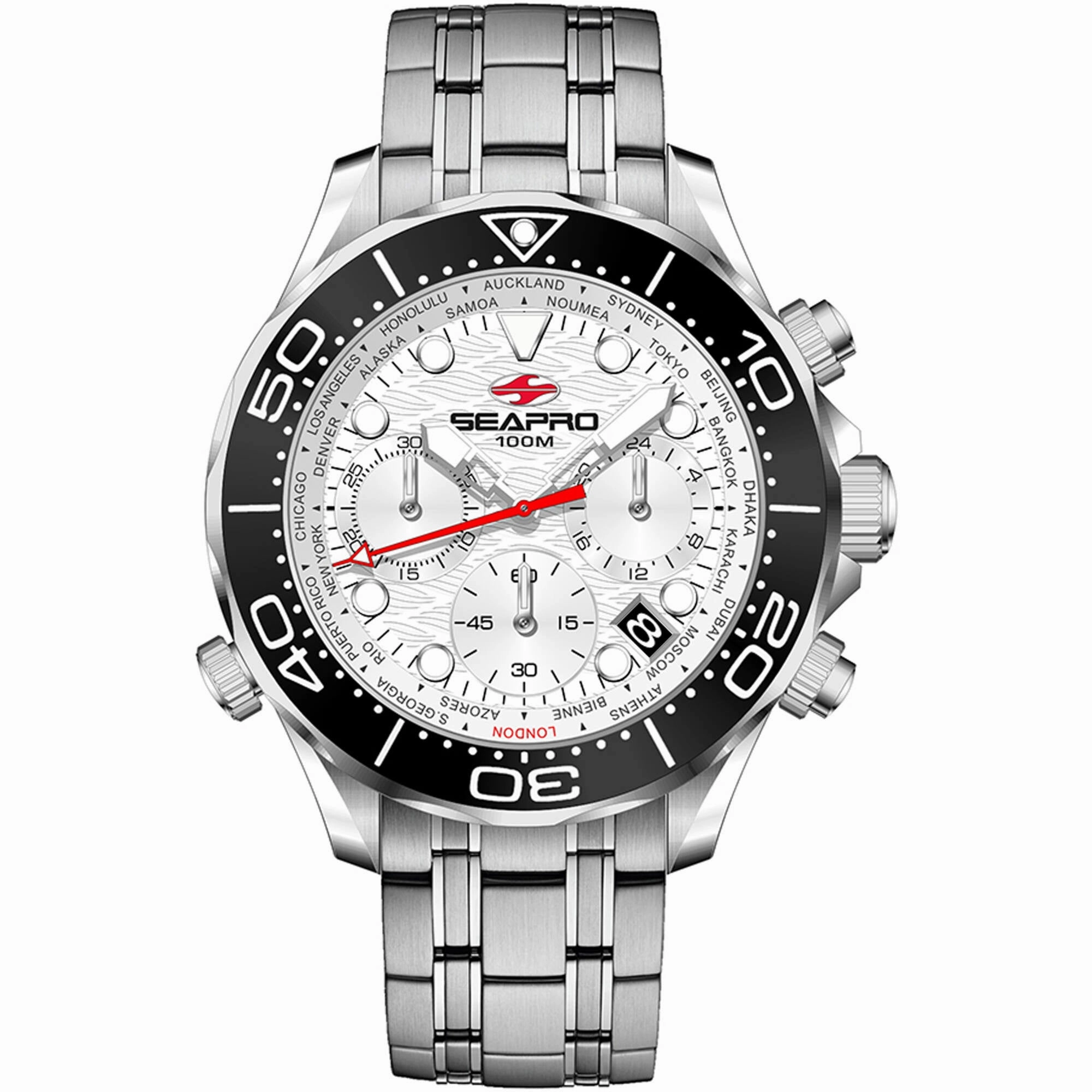 Seapro Men's Watch - Mondial Timer White Dial Stainless Steel Bracelet | SP0151 