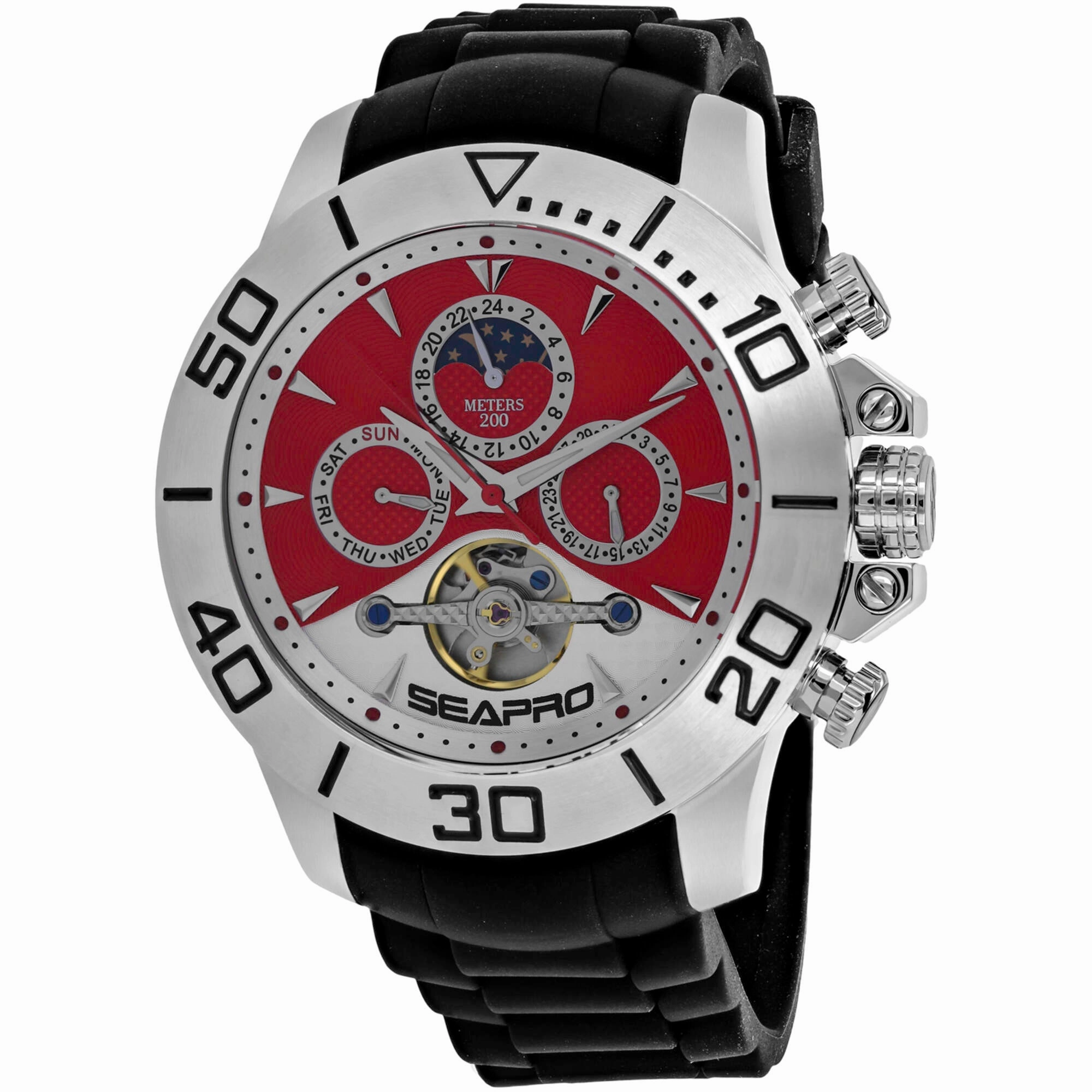 Seapro Men's Watch - Montecillo Automatic Red, White Dial Rubber Bracelet | SP5123 