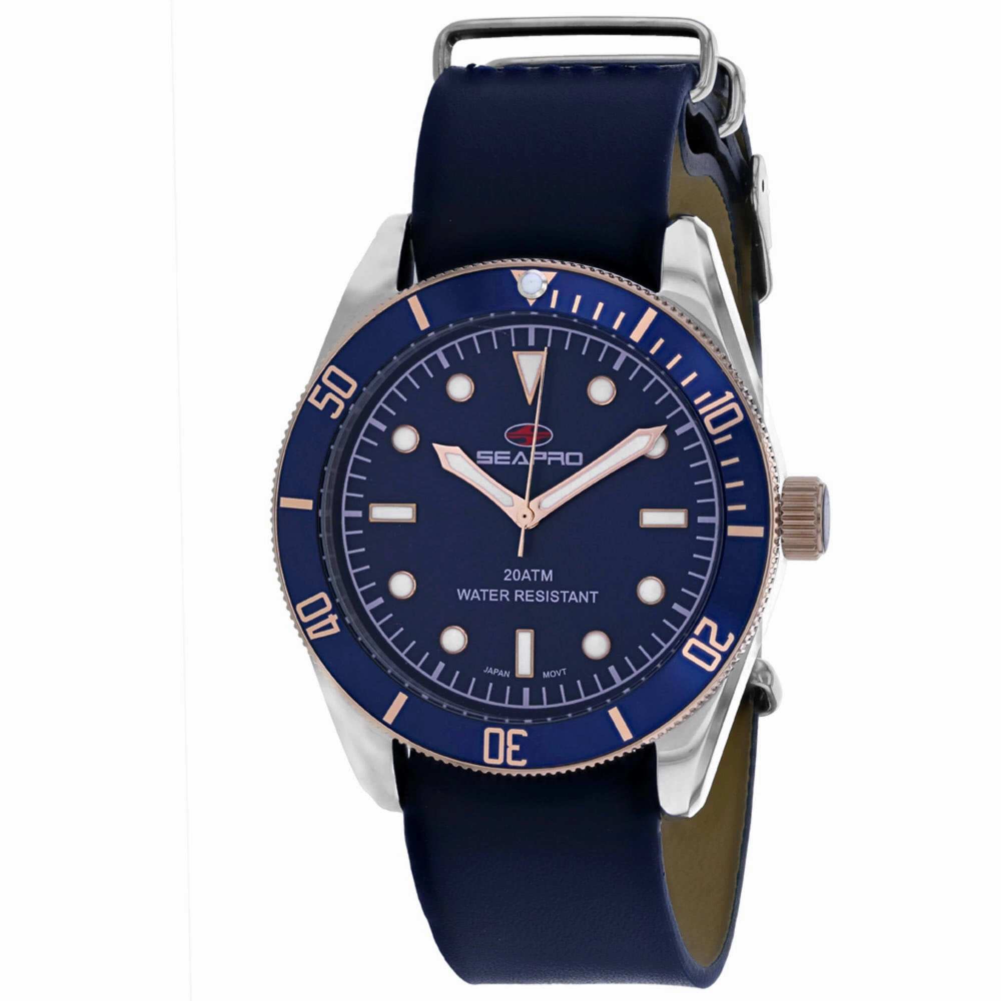 Seapro Men's Watch - Revival Quartz Silver Tone Case Blue Leather Strap | SP0303 Luxury Quartz Watch Quartz Watch Sale