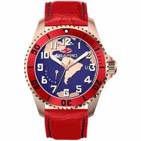 Seapro Men's Watch - Voyager Quartz Rose Gold Case Blue Dial Leather Strap | SP2746 Luxury Quartz Watch Quartz Watch Sale