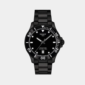 Seastar Men Quartz Black Dial Analog Stainless Steel Watch T1204103305100 budget    watches    watches classic
