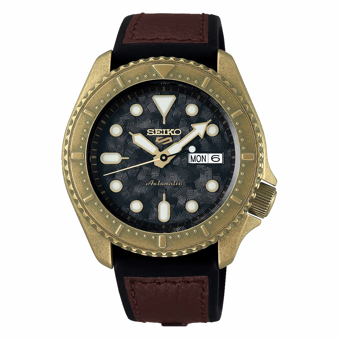Seiko 5 SRPE80K1 Sports Automatic Watch for Men's Affordable Leather Watch Leather Watch Discount