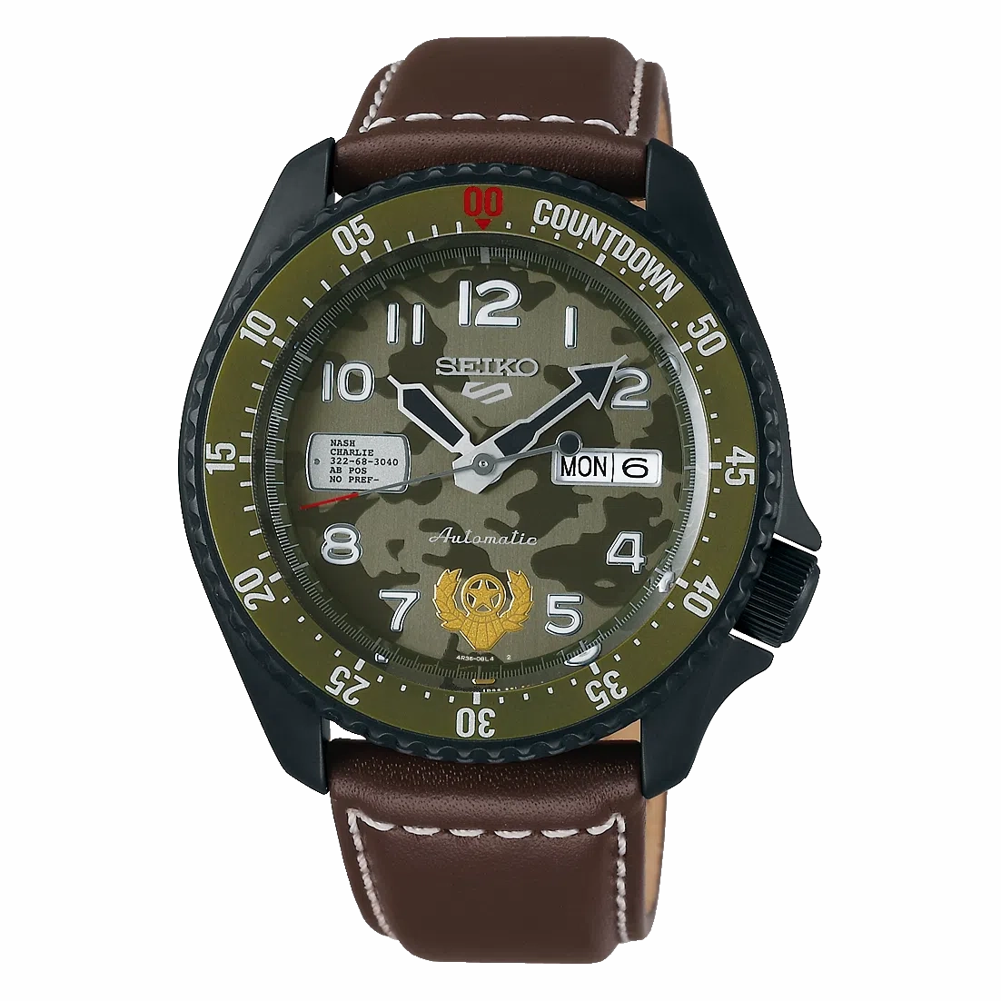 Seiko 5 SRPF21K1 Street Fighter "Guile" Automatic Watch for Men's Affordable Leather Watch Leather Watch Discount