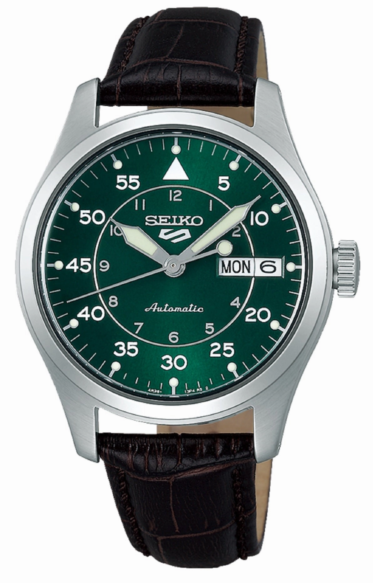 Seiko 5 SRPJ89K1 Sports Kelly Green Flieger Suit Style Automatic Watch for Men Affordable Leather Watch Leather Watch Discount