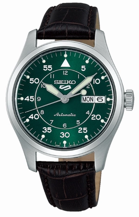 Seiko 5 SRPJ89K1 Sports Kelly Green Flieger Suit Style Automatic Watch for Men Affordable Leather Watch Leather Watch Discount