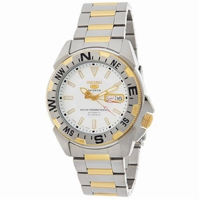 Seiko Men's Watch - 5 Sports Automatic Silver Tone Dial Two Tone Bracelet | SNZF08J1,automatic watch,automatic watches for men,automatic watches for women,luxury automatic watch,minimalist automatic watch,dress automatic watch,vintage automatic watch,auto