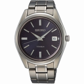Seiko Men's Watch - Classic Quartz Dark Blue Dial Titanium Bracelet | SUR373P1 men's watches best men's watches under $500 affordable men's watches men watches classic