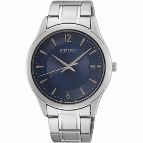 Seiko Men's Watch - Quartz Blue Dial Silver Steel Bracelet Date Display | SUR419P1 men's watches best men's watches under $500 affordable men's watches men watches classic