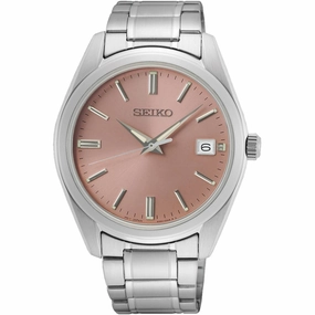 Seiko Men's Watch - Quartz Pink Dial Silver Tone Stainless Steel Bracelet | SUR523 men's watches best men's watches under $500 affordable men's watches men watches classic