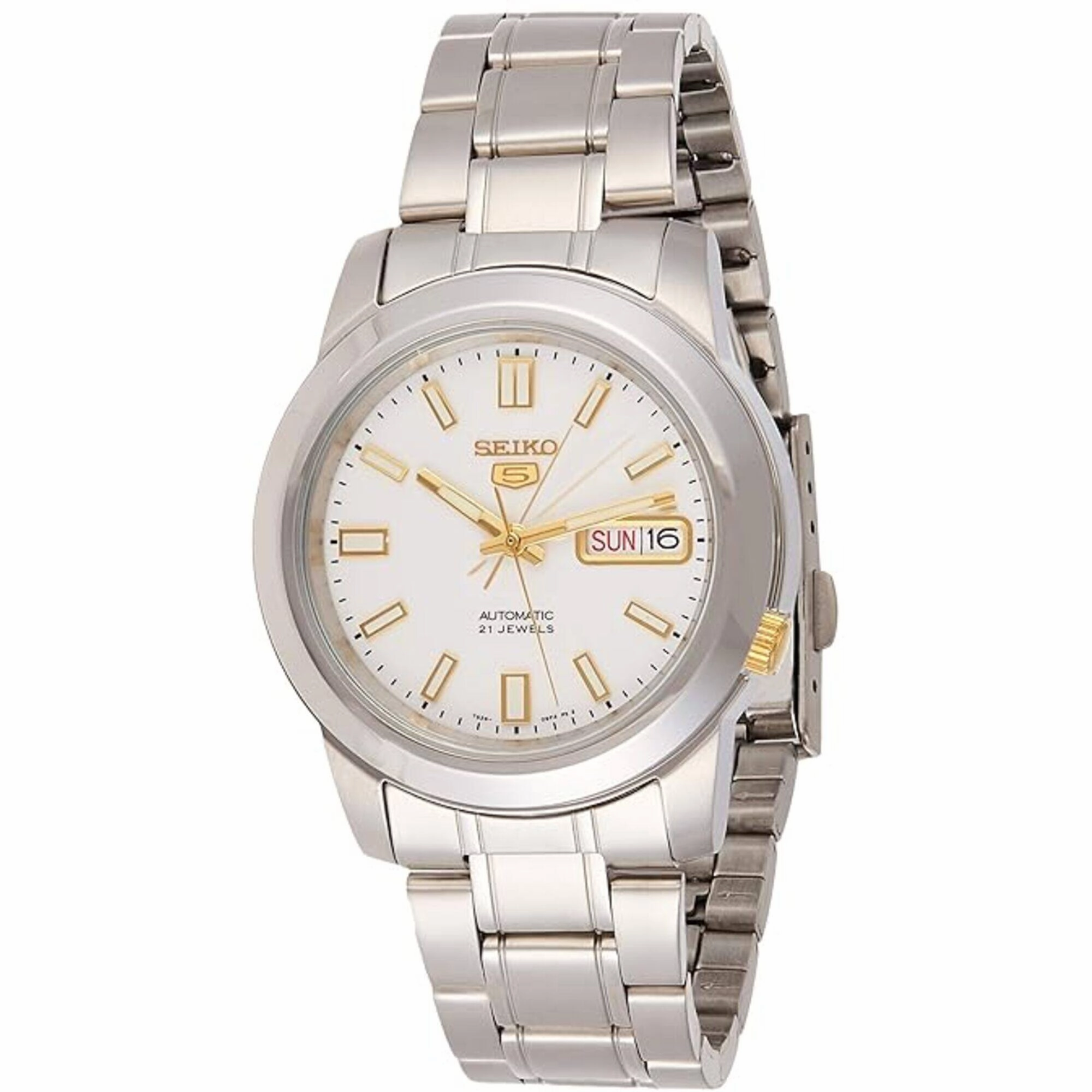 Seiko Men's Watch - Seiko 5 Automatic White Dial Stainless Steel Bracelet | SNKK07,automatic watch,automatic watches for men,automatic watches for women,luxury automatic watch,minimalist automatic watch,dress automatic watch,vintage automatic watch,automa