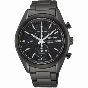 Seiko Men's Watch - Solar Quartz Black Dial Plated Stainless Steel Bracelet | SSC773 Luxury Quartz Watch Quartz Watch Sale