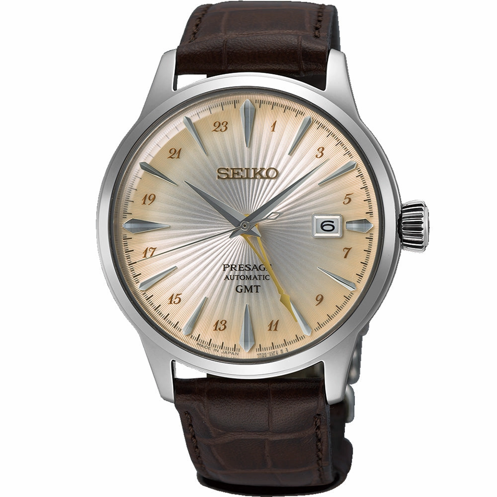 Seiko Presage SSK041J Cocktail Time GMT Affordable Leather Watch Leather Watch Discount