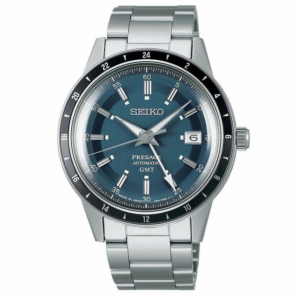 Seiko Watch Presage Petrol Blue Style 60's Road Trip GMT Automatic SSK009J1 
