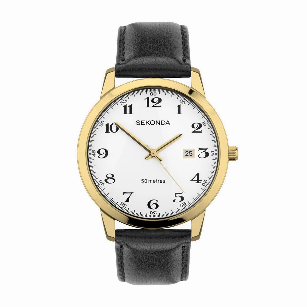 Sekonda Classic Easy Reader Gold Plated Leather Strap Mens Watch 30130 