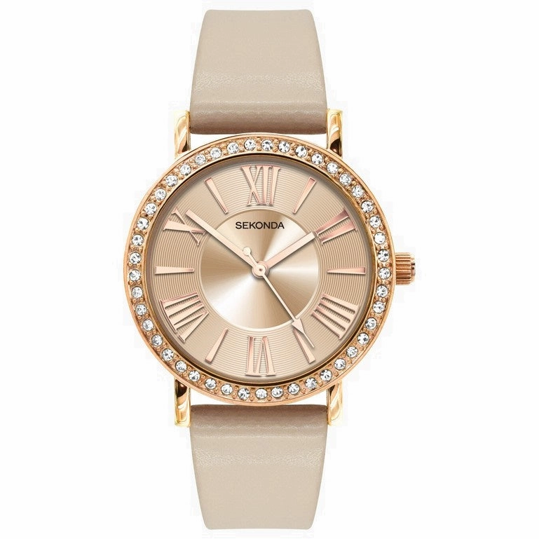 Sekonda Crystal Rose Pink Ladies Watch 2705 