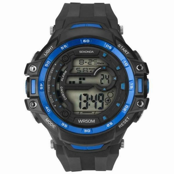Sekonda Digital Sport Black and Blue Case Mens Watch SK1520 