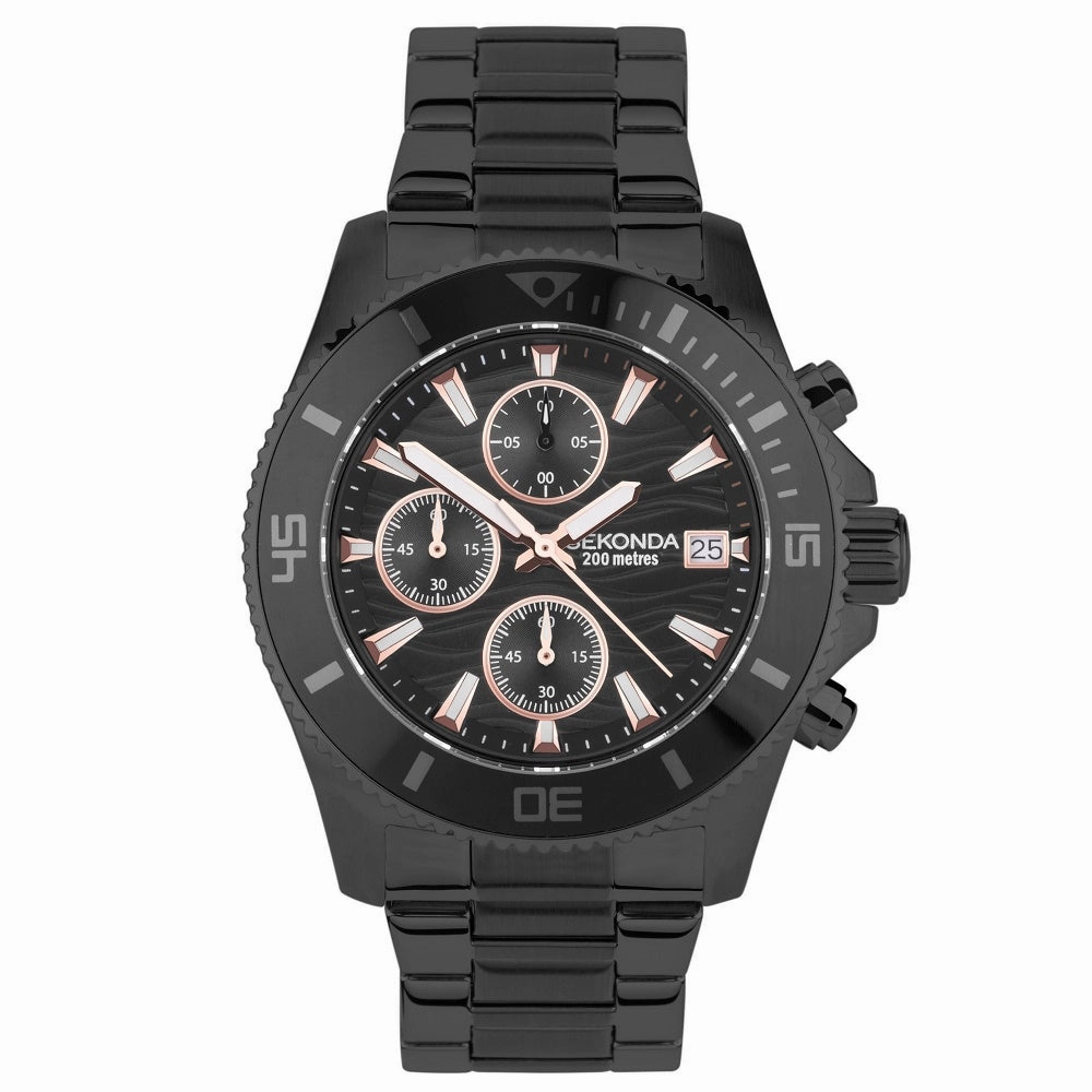 Sekonda Dive Pacific Wave Chronograph Mens Watch Black 30117 