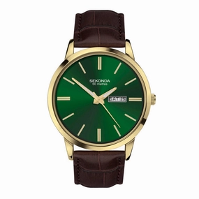 Sekonda Green Dial Brown Leather Strap Mens Watch 30151,seiko watches,mens watches,couple watches,watches designer,watches discount,best watches for men