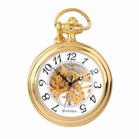 Sekonda Open Face Mechanical Pocket Watch With Chain 1110 
