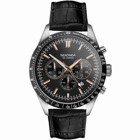 Sekonda Velocity Sports Chronograph Men's Strap Watch Black Dial 30017 