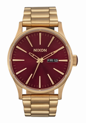 Sentry Stainless Steel - Oxblood Sunray / Gold stainless-steel watches stainless steel watch bands stainless steel watches cheap