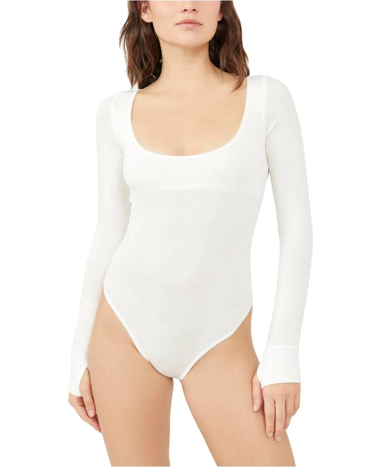 Settle In Scoop Neck Bodysuit In Ivory