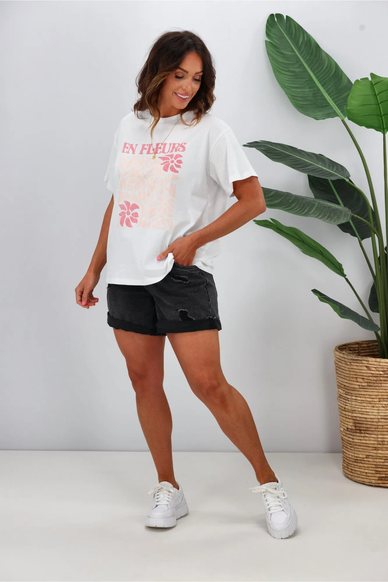 Shine On Label En Fleurs Tee White