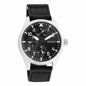 Silver coloured OOZOO watch with black velcro strap - C11009,seiko watches,mens watches,couple watches,watches designer,watches discount,best watches for men