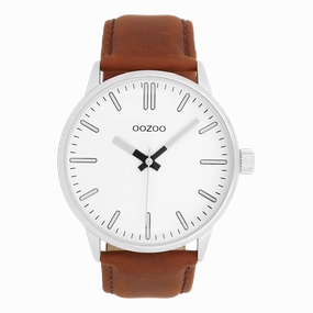 Silver coloured OOZOO watch with brown leather strap - C11513,seiko watches,couple watches,watches designer,watches discount,women watches,best women watches,high end women's watches,high quality women's watches