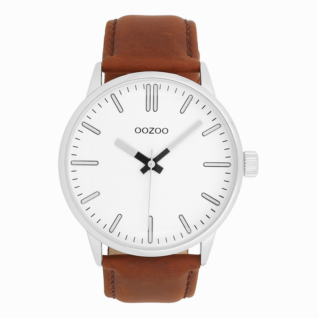 Silver coloured OOZOO watch with brown leather strap - C11513,seiko watches,couple watches,watches designer,watches discount,women watches,best women watches,high end women's watches,high quality women's watches