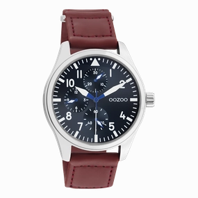 Silver coloured OOZOO watch with brown velcro strap - C11006,seiko watches,mens watches,couple watches,watches designer,watches discount,best watches for men