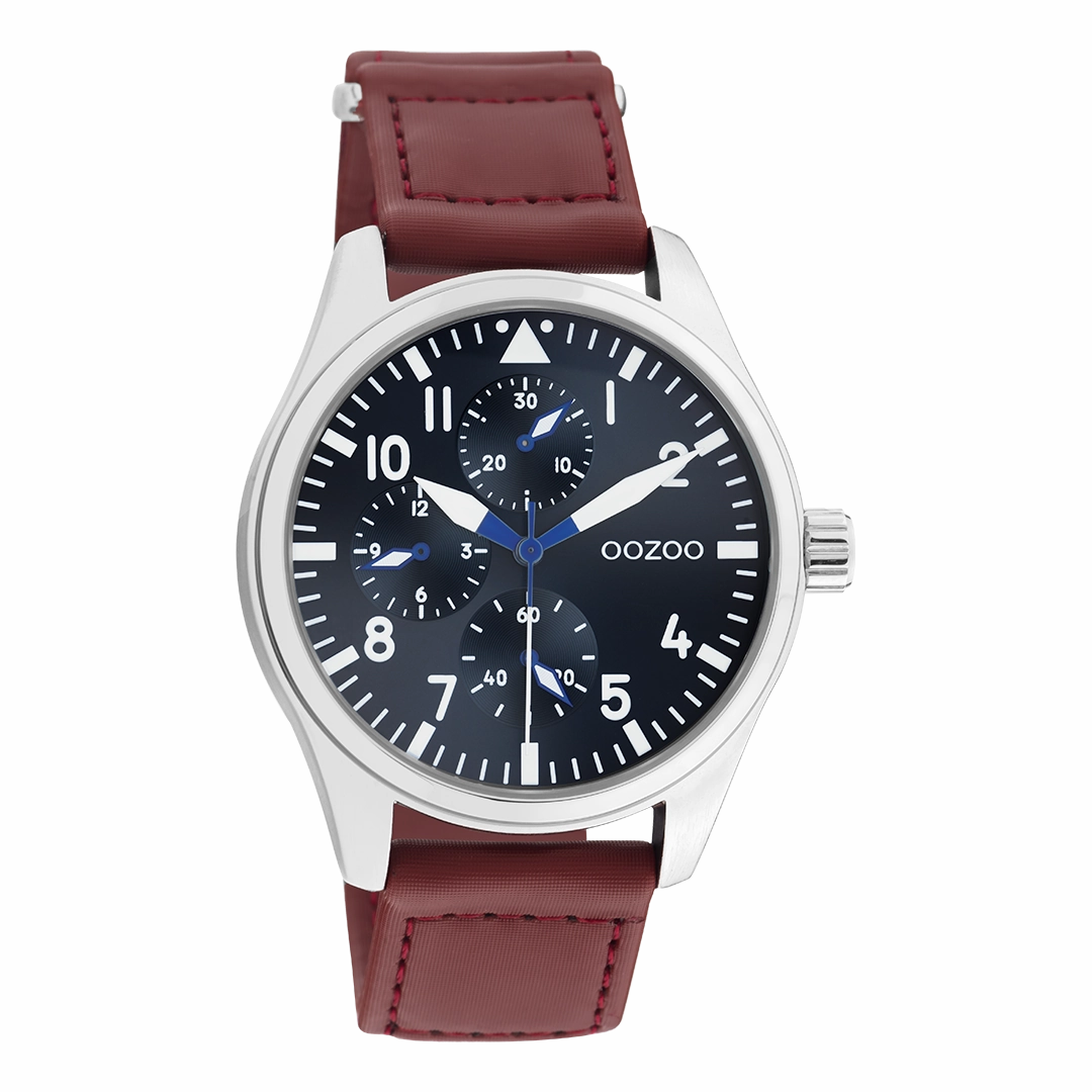 Silver coloured OOZOO watch with brown velcro strap - C11006,seiko watches,mens watches,couple watches,watches designer,watches discount,best watches for men