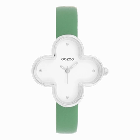 Silver coloured OOZOO watch with green leather strap - C11523,seiko watches,couple watches,watches designer,watches discount,women watches,best women watches,high end women's watches,high quality women's watches