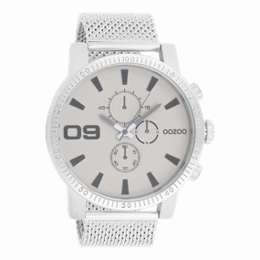 Silver coloured OOZOO watch with metal mesh bracelet - C9436,seiko watches,mens watches,couple watches,watches designer,watches discount,best watches for men